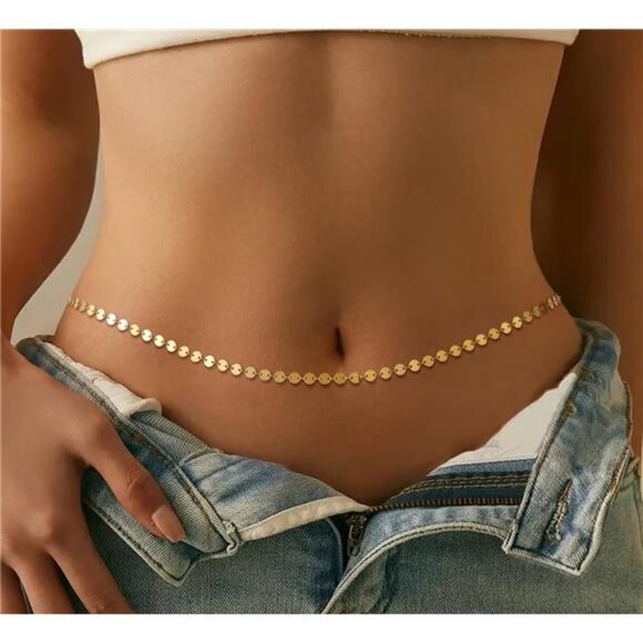 Gold Waist Chain | Dainty Pearl, Bead & Diamond Chains | Adjustable Body Jewelry - Picture 3 of 5